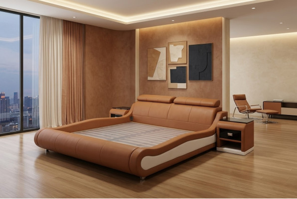 Design luxury bed, upholstered double hotel modern beds, leather 140/160/180/200 cm