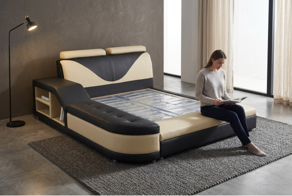 Design Luxury Bed Upholstery Matrimonial Hotel Modern Beds Leather 140/160/180/200 cm