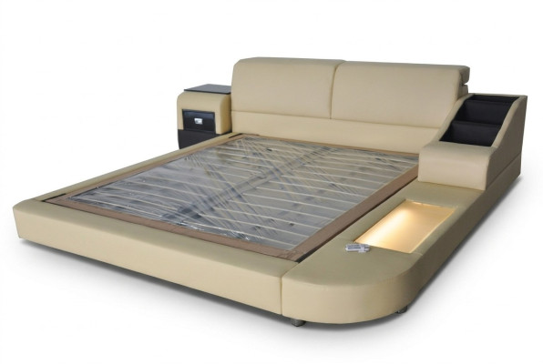 Exclusive multifunction double beds hotel marriage upholstered leather design bed luxury new