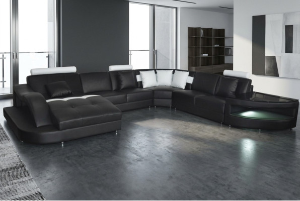 Leather Sofas Living Landscape Corner Suite Design Modern Sofa U-Shape + Table