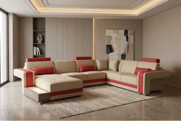 Leather sofa couch living landscape corner set design modern decorative sofa