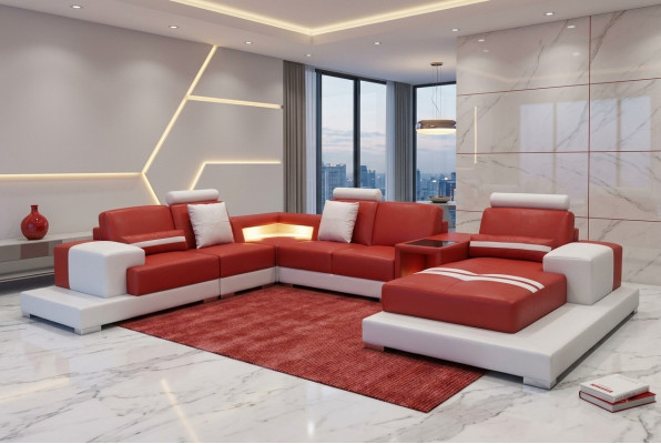 Leather sofa couch living landscape corner set decorative design modern sofa