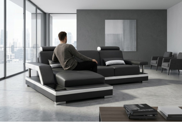 Leather sofa living landscape corner suite design modern sofa L-shape