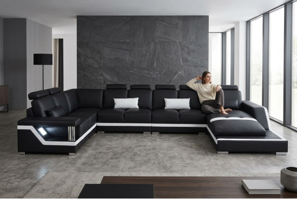 Leather sofa living area corner suite design modern sofa U-shape