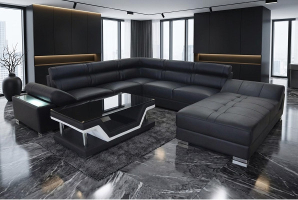 Leather sofa couch living area corner suite design modern sofa U-shape