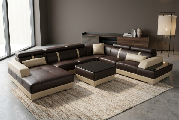 Leather sofa living landscape corner set design modern sofa decorative U-shape
