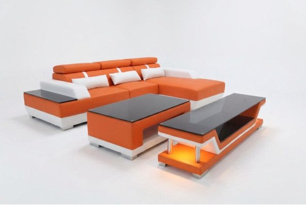 Leather sofa living area corner set design modern sofa L-shape chaise