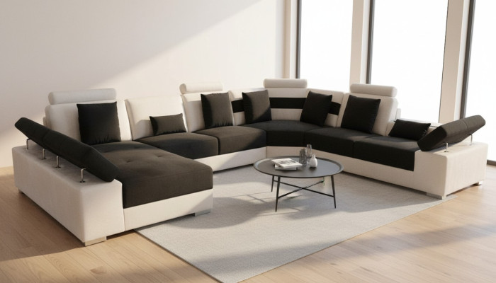 Leather sofa couch living landscape corner set design modern sofa U-shape K5014 new