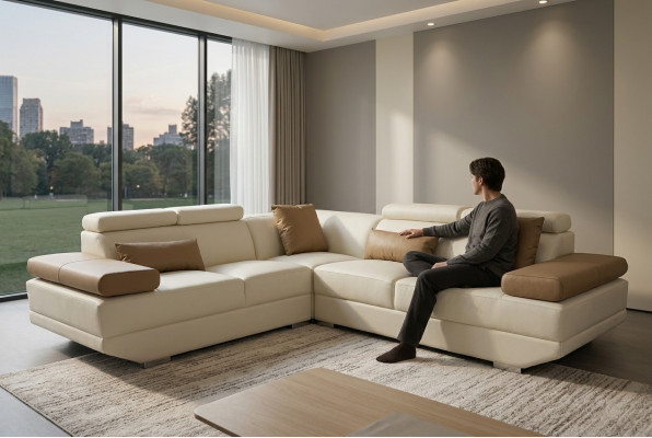 Leather sofa couch corner suite modern design sofa decor L-shape