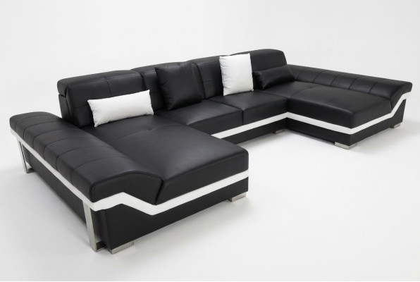 Leather Sofa Couch Living Landscape Corner Set Design Modern Sofa U-Shape K5007C