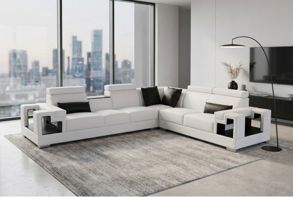 Leather sofa couch living area corner set design modern sofa L-shape K5001