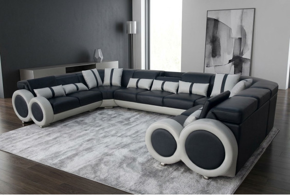 Leather sofa couch upholstery corner set design modern corner U-shape living landscape