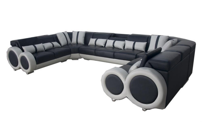 Leather sofa couch upholstery corner set design modern corner U-shape living landscape