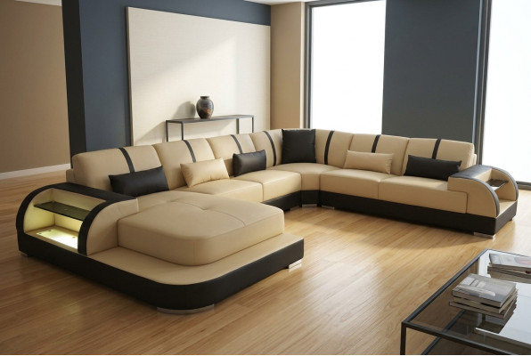 Leather couch upholstery seat corner set modern design sofas living landscape U shape