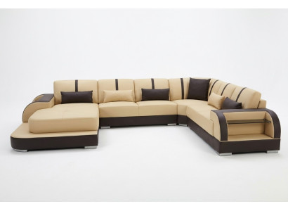Leather couch upholstery seat corner set modern design sofas living landscape U shape
