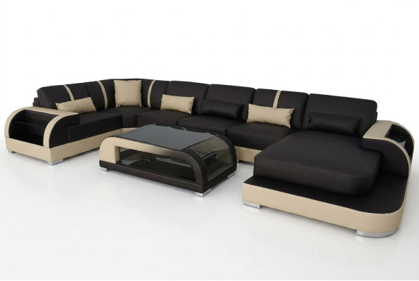 Leather Couch Upholstery Seat Corner Set Modern Design Living Landscape U-Shaped Sofas
