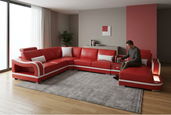 Leather Sofa Couch Living Landscape Set Design Modern Corner Decorative Sofa