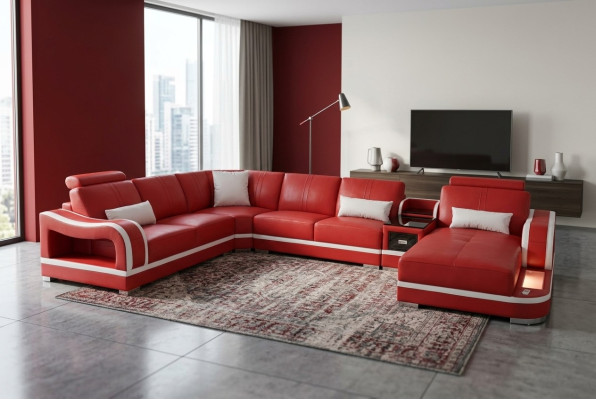 Leather Sofa Couch Living Landscape Set Design Modern Corner Decorative Sofa