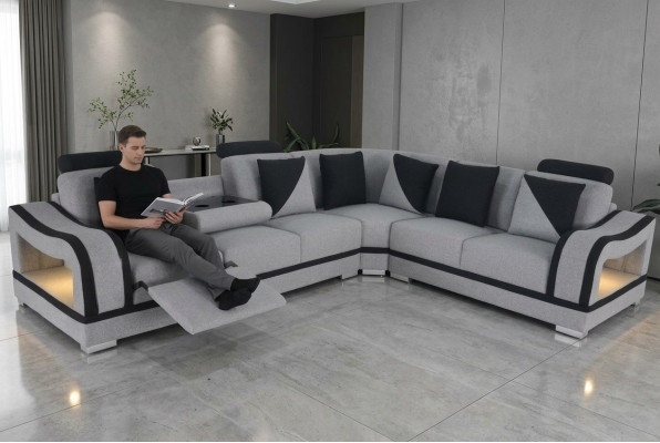 Leather sofa couch living landscape suite design modern corner sofa L-shape