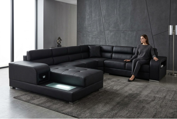 Leather sofa couch living landscape suite design modern corner sofa U-shape G8029