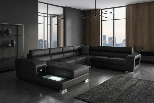 Leather sofa couch living landscape suite design modern corner sofa U-shape G8029