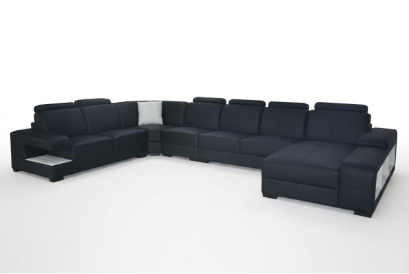 Leather couch, upholstery seating, design modern, corner sofa, U-shape, living landscape