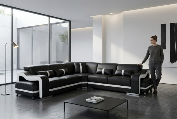 Leather sofa couch living landscape suite modern design corner sofa L-shape