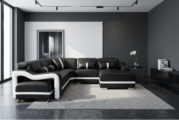 Leather sofa couch living landscape suite modern design corner sofa L-shape