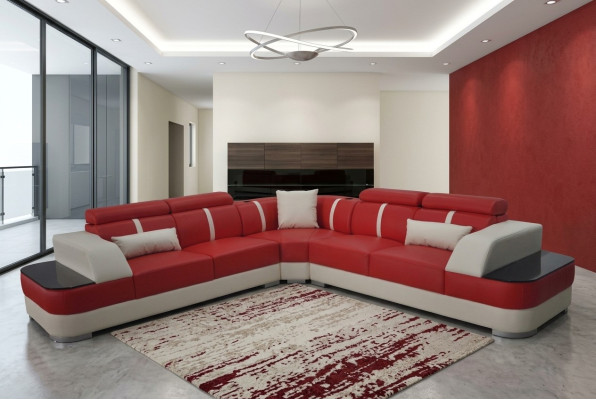 Leather Sofa Lounge Suite Design Modern Corner Sofas Luxury L-Shape G8026B