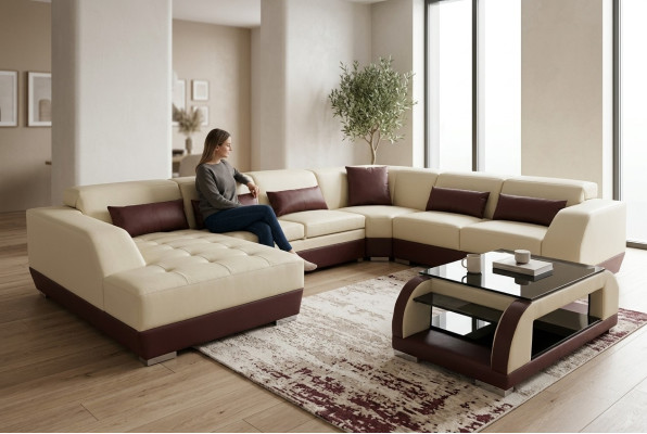 Leather sofa couch upholstery corner designer living landscape sets corner new set