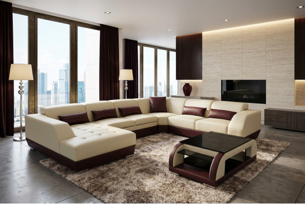 Leather sofa couch upholstery corner designer living landscape sets corner new set