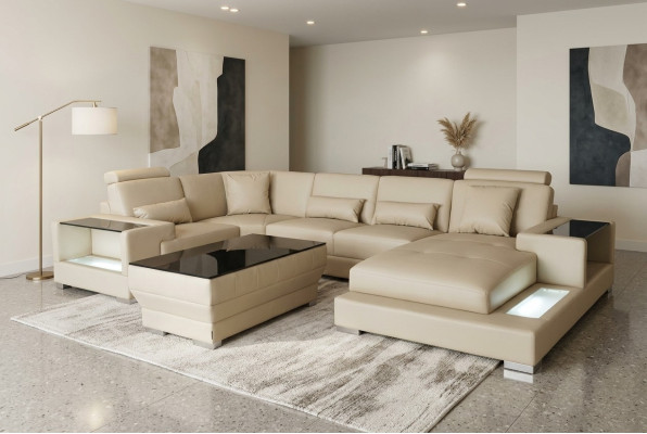 Leather Sofa Couch Upholstery Corner Designer Suite Living Landscape Suites Corner New
