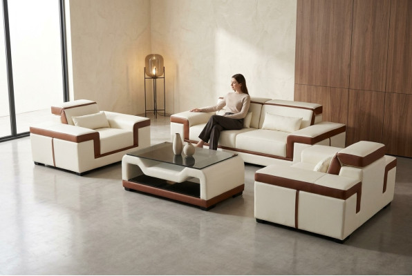 3+2+1 Sofa Couch Upholstery Leather Fabric Couches Sofas +Table Complete Set New