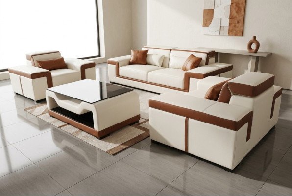 3+2+1 Sofa Couch Upholstery Leather Fabric Couches Sofas +Table Complete Set New