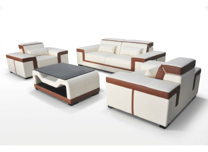 3+2+1 Sofa Couch Upholstery Leather Fabric Couches Sofas +Table Complete Set New