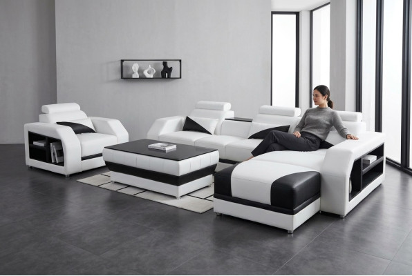 Leather corner sofa set sofas couches upholstery living landscape armchair corner