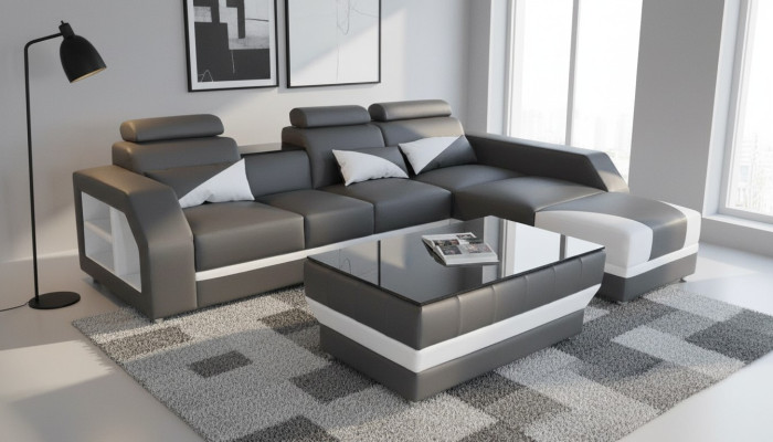Leather corner sofa set couch corner sofas cushioning living landscape