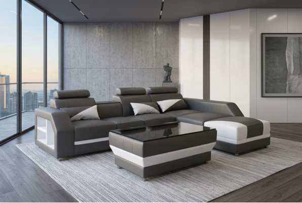 Leather corner sofa couch upholstered couches sofas living landscape luxury suite + table