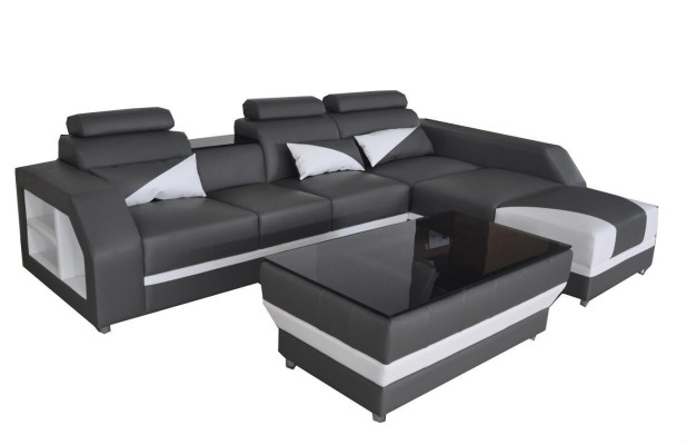 Leather corner sofa couch upholstered couches sofas living landscape luxury suite + table