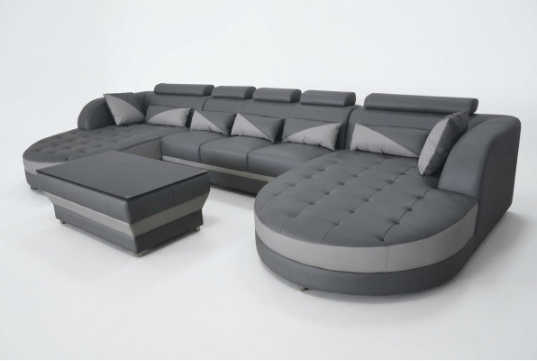 Leather Sofa Modern Couch Upholstered Design Living Landscape + Table