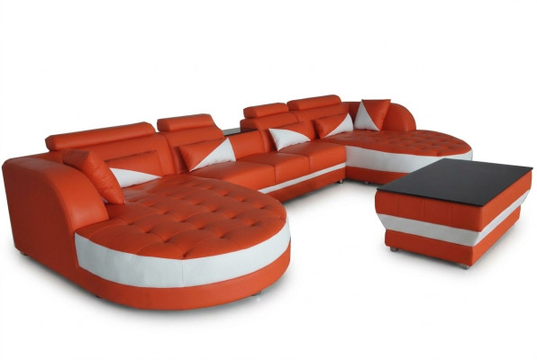 Leather corner sofa sectional upholstery design modern couch sofas U-shape G8018
