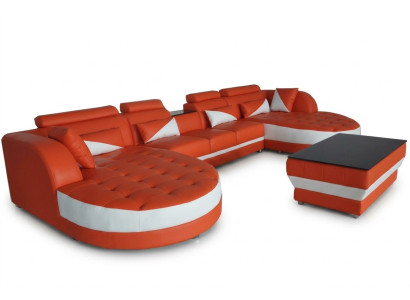 Leather corner sofa sectional upholstery design modern couch sofas U-shape G8018