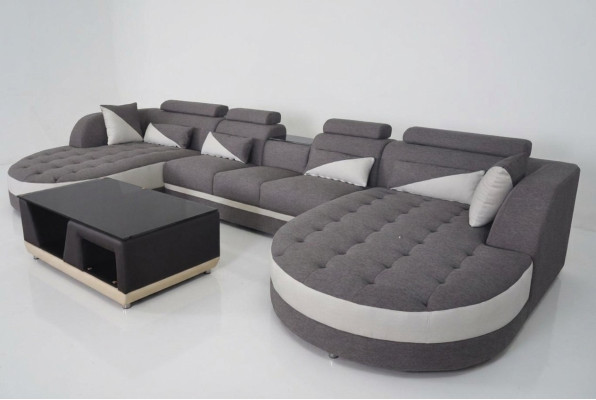 Corner sofa cushion couch seating suite modern U-shaped living landscape corner leather