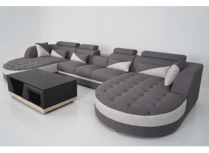 Corner sofa cushion couch seating suite modern U-shaped living landscape corner leather