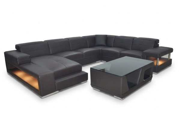 Leather sofa corner living landscape suite design modern corner sofa U-shape G8017