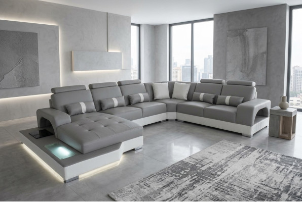 Leather corner sofa corner living room suite design modern couch
