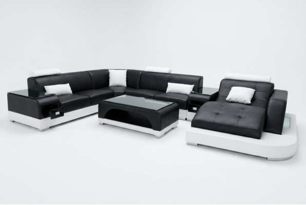 Leather Corner Sofa Corner Living Landscape Suite Design Modern Couch Sofas U-Shaped G8009