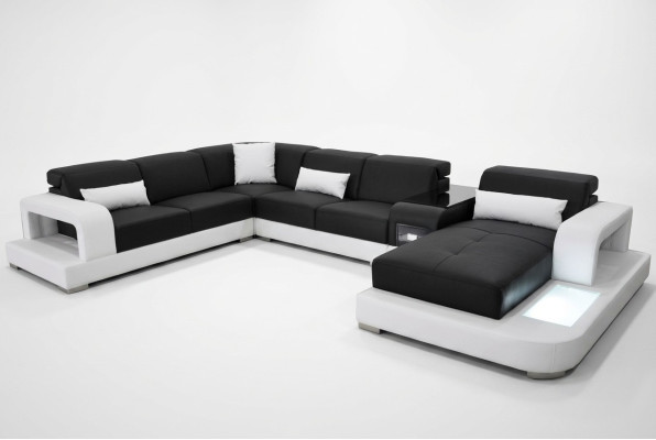 Leather corner sofa, sectional landscape design, modern couch sofa U-shape G8006
