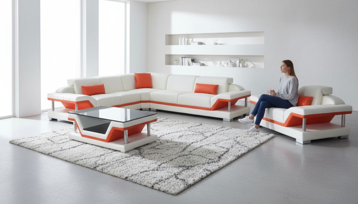 Corner sofa upholstery couch seat corner leather set living landscape modern