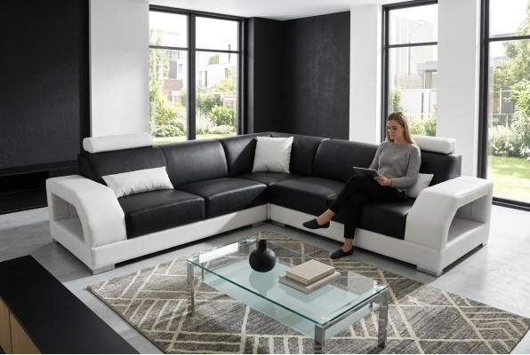 XXL Couch Corner Sofa Leather Living Landscape Suite Design Modern Sofa L-Shape G8001B